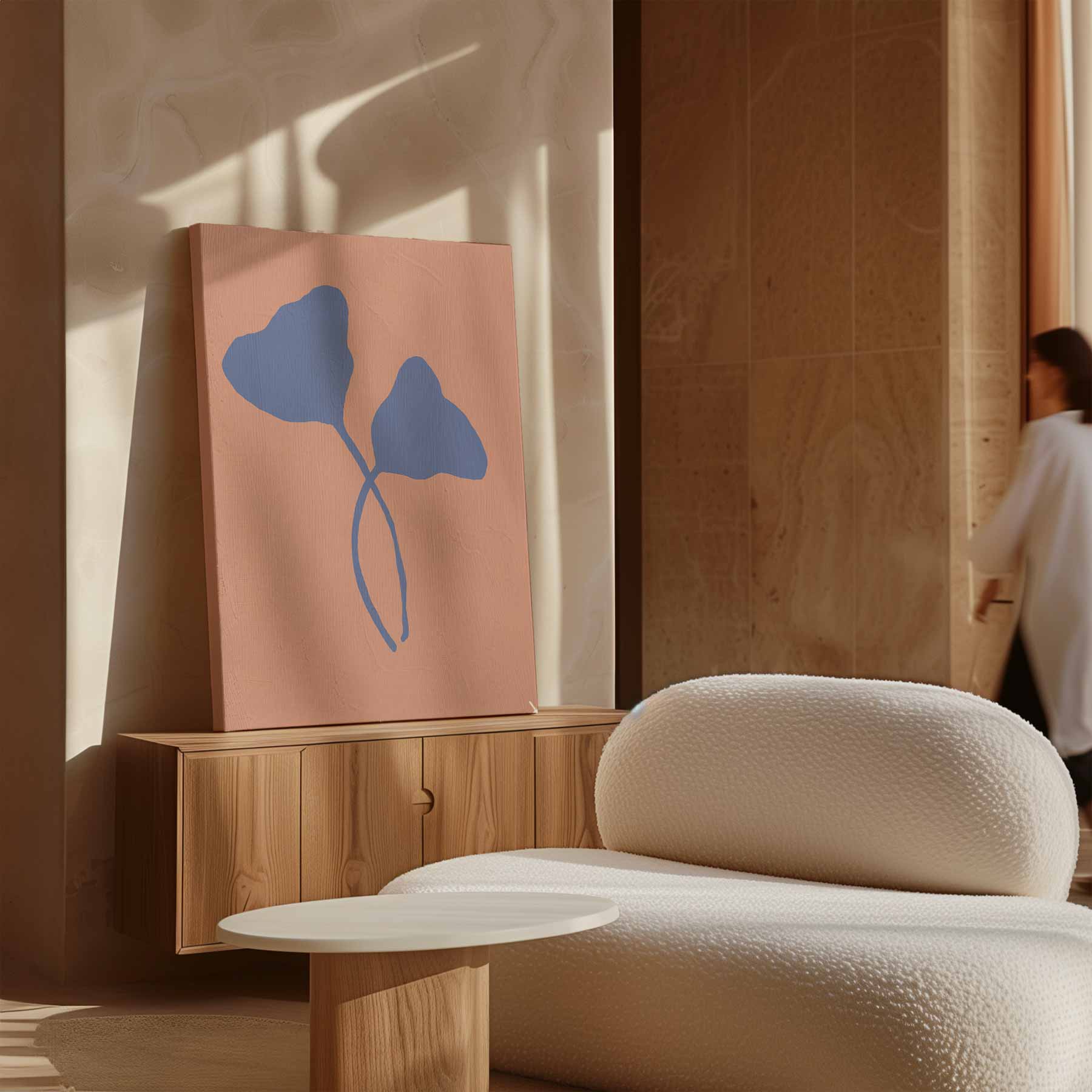 Abstracte Blauwe Blaadjes Kunstwerk-canvas-dibond-plexiglas-wanddecoratie-WallArtistic