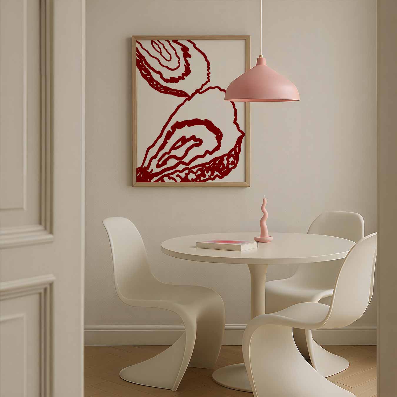 Minimalistische Rode Lijntekening Poster-WallArtistic