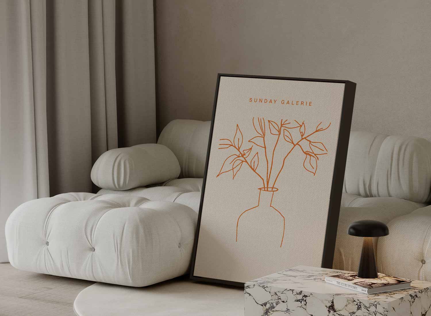 Simpele Lijntekening van Plant in Vaas Kunstwerk-canvas-dibond-plexiglas-wanddecoratie-WallArtistic