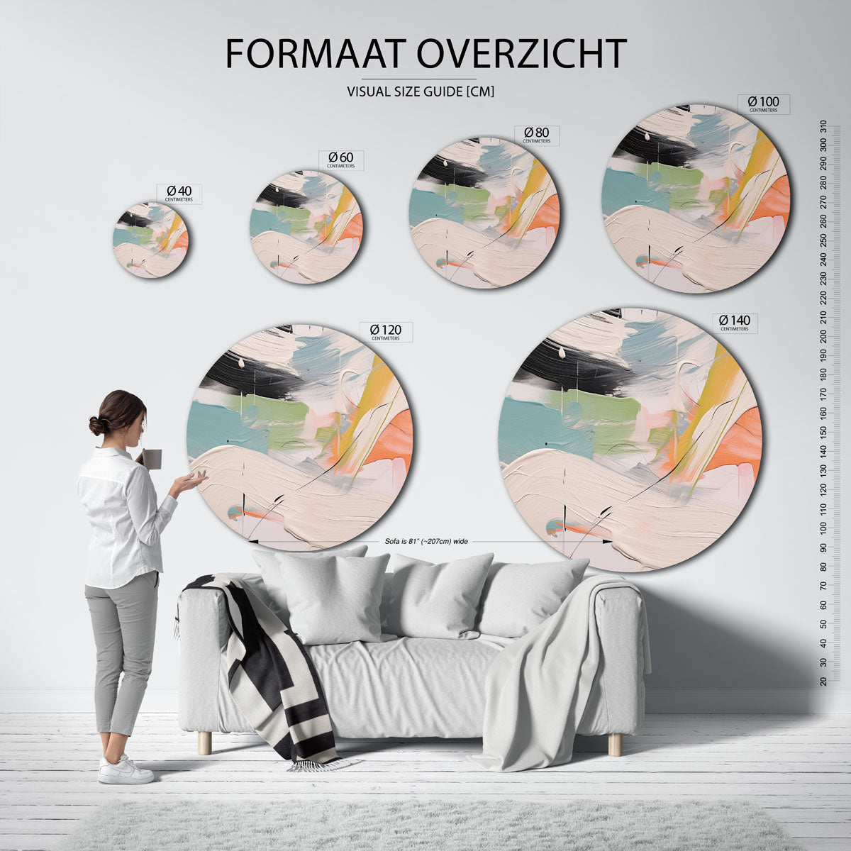 Abstracte penseelstreken Muurcirkel