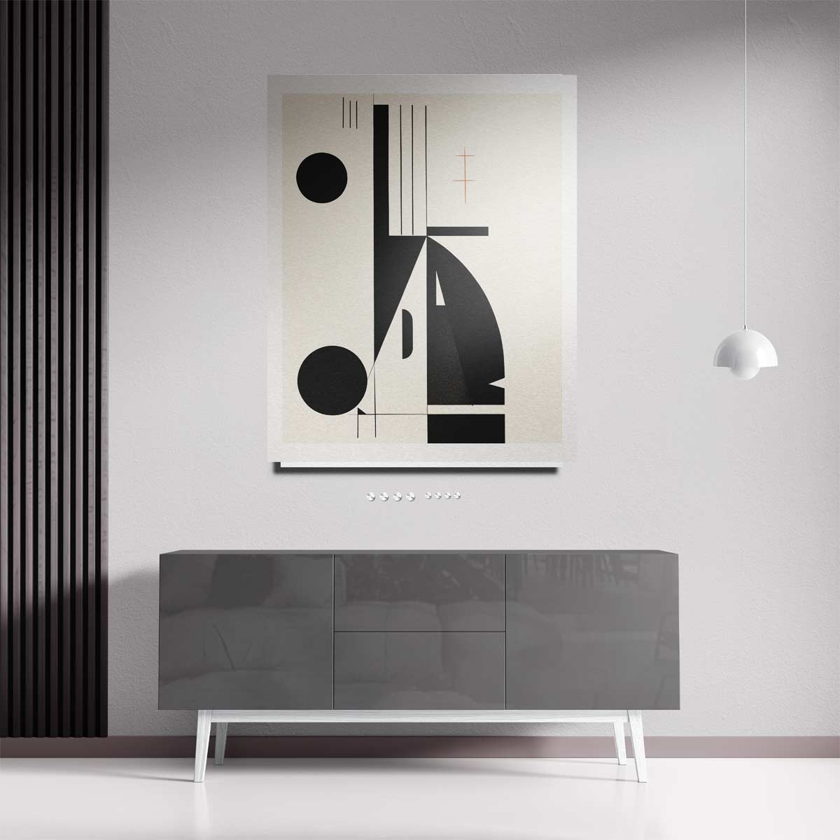 Geometrische Harmonie in Zwart en Wit Kunstwerk-canvas-dibond-plexiglas-wanddecoratie-WallArtistic
