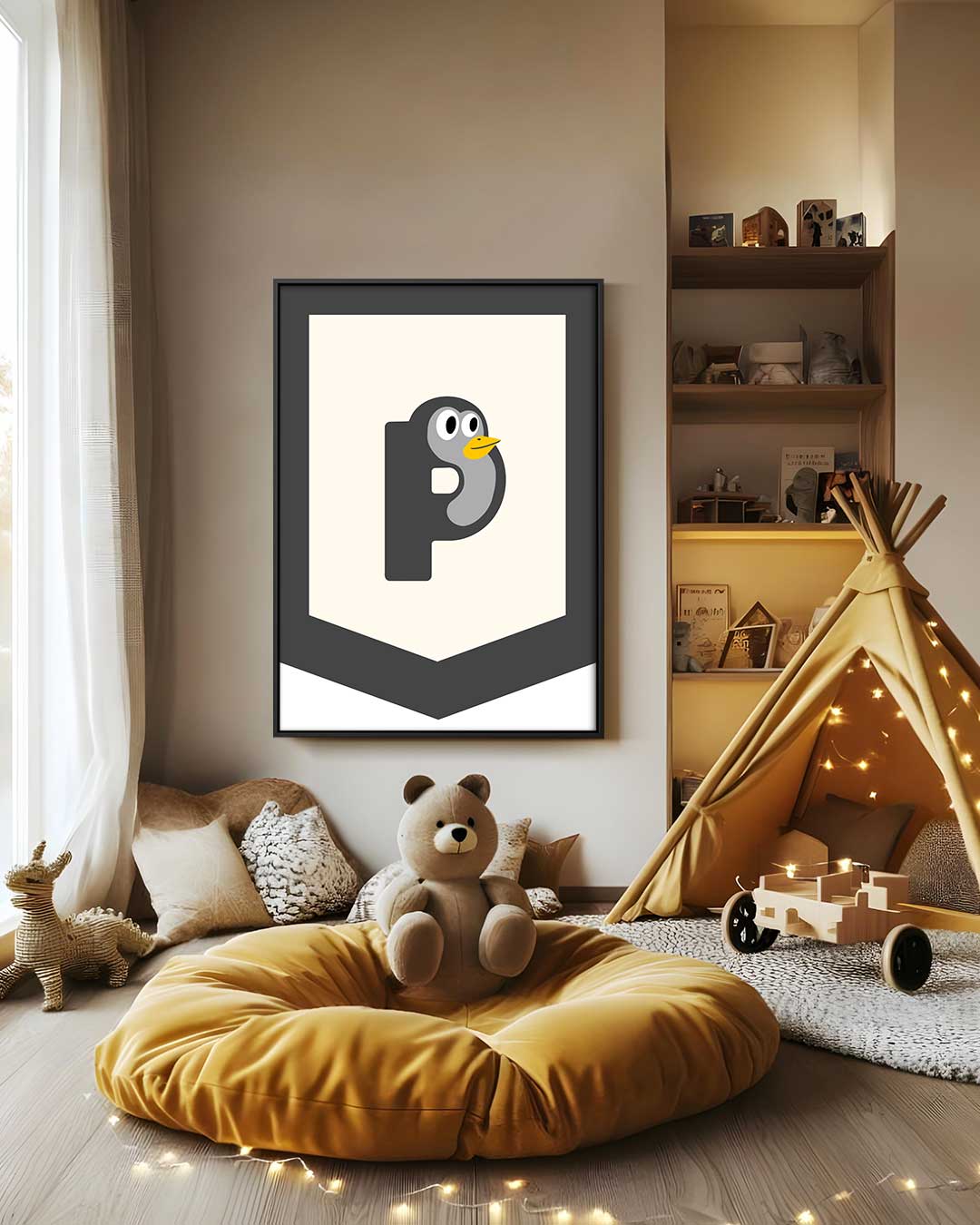 Vrolijke Pinguïn-Mascotte Kunstwerk-canvas-dibond-plexiglas-wanddecoratie-WallArtistic