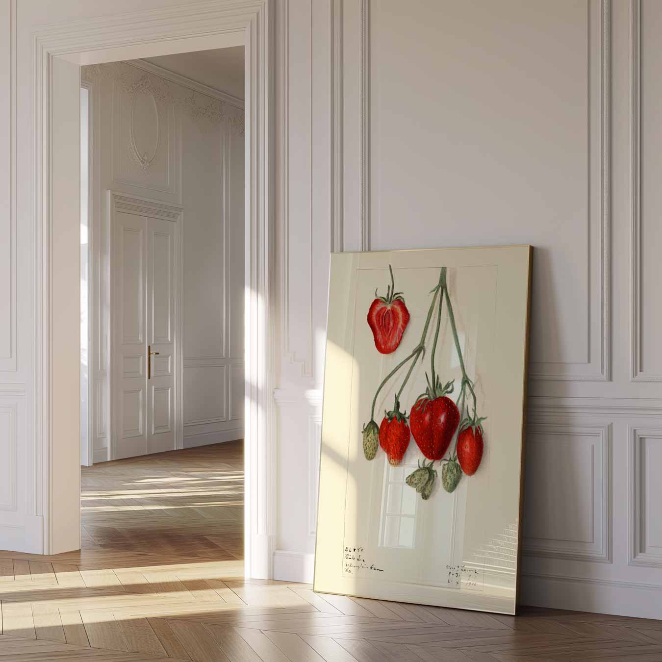 Vintage Aardbeien Illustratie Poster-WallArtistic