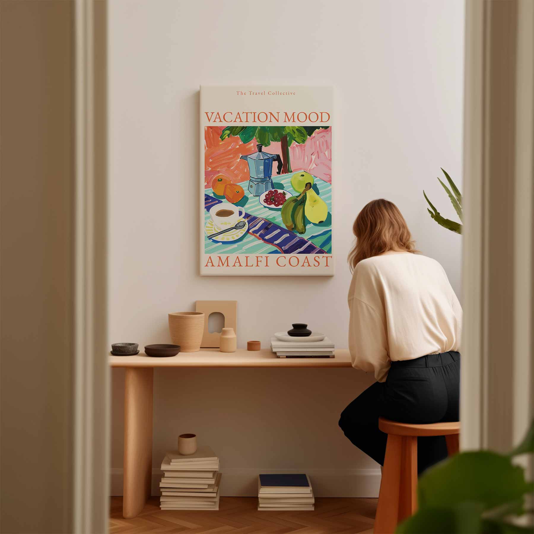 Vakantiestemming aan de Amalfikust Kunstwerk-canvas-dibond-plexiglas-wanddecoratie-WallArtistic