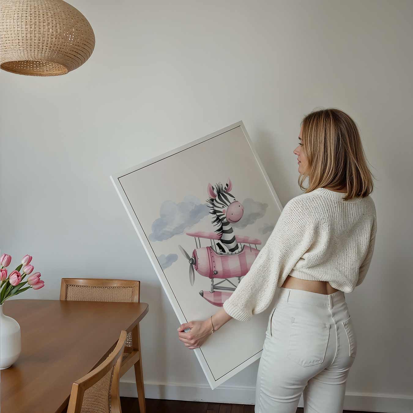 Dromerige Zebra in het Vliegtuig Poster-WallArtistic