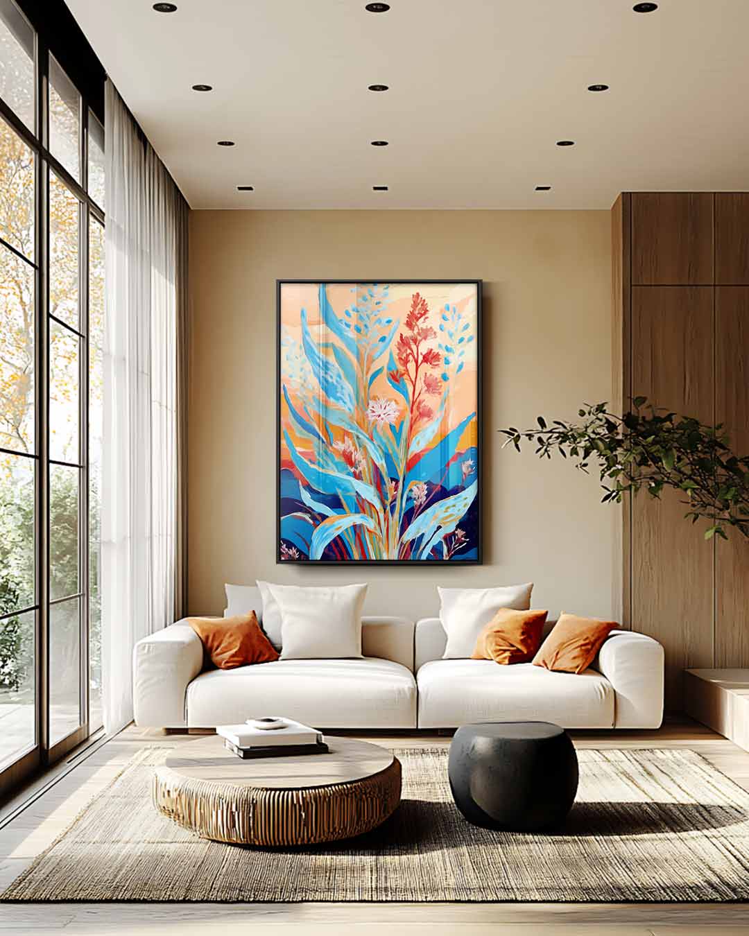 Kleurrijke Bloemenzee Kunstwerk-canvas-dibond-plexiglas-wanddecoratie-WallArtistic