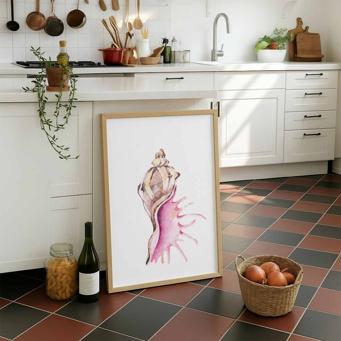 Strand Schelp Aquarel Poster-WallArtistic