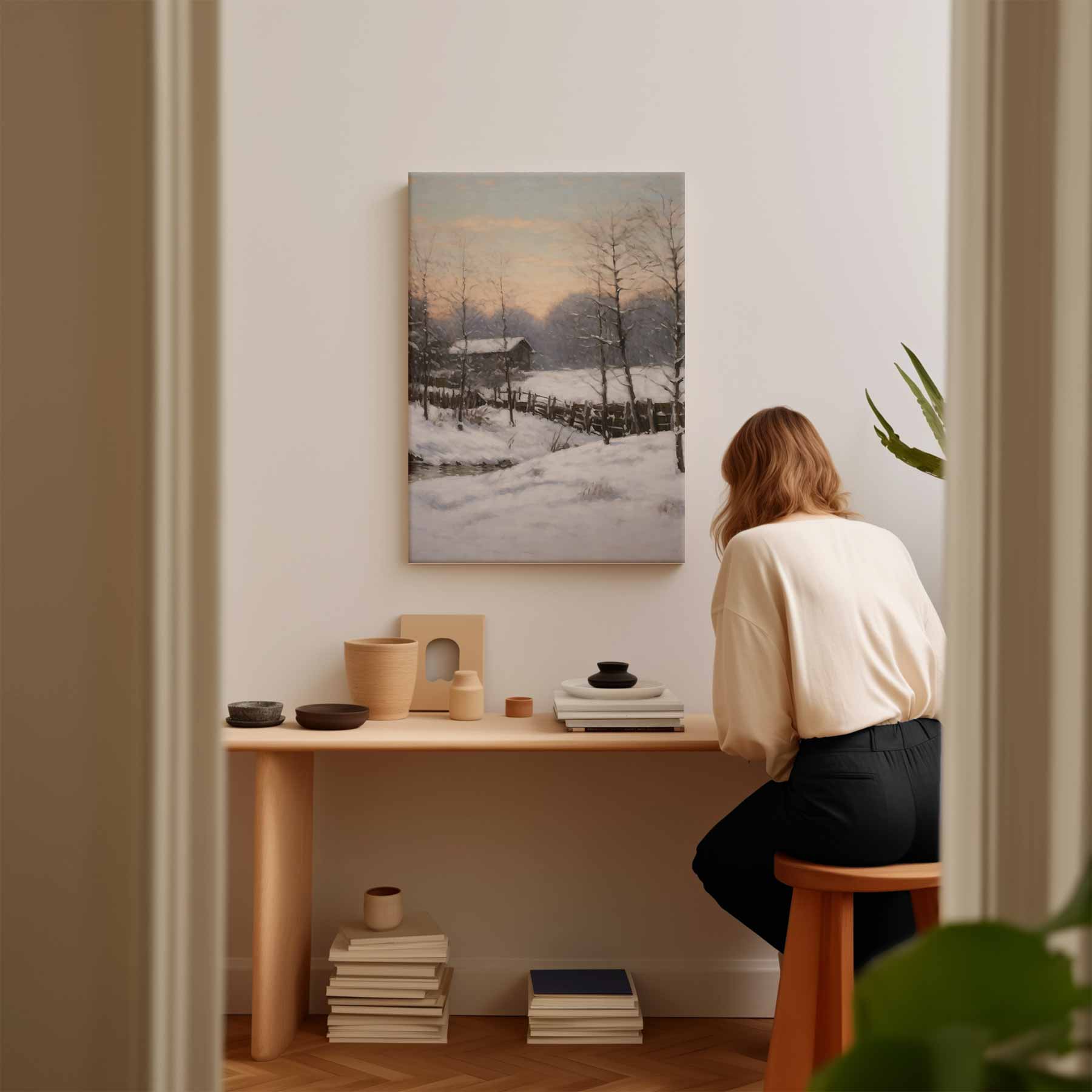 Winterlandschap bij Zonsopgang Kunstwerk-canvas-dibond-plexiglas-wanddecoratie-WallArtistic