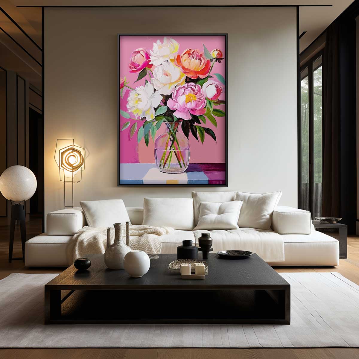 Vrolijke Bloemenpracht in Vaasje Kunstwerk-canvas-dibond-plexiglas-wanddecoratie-WallArtistic