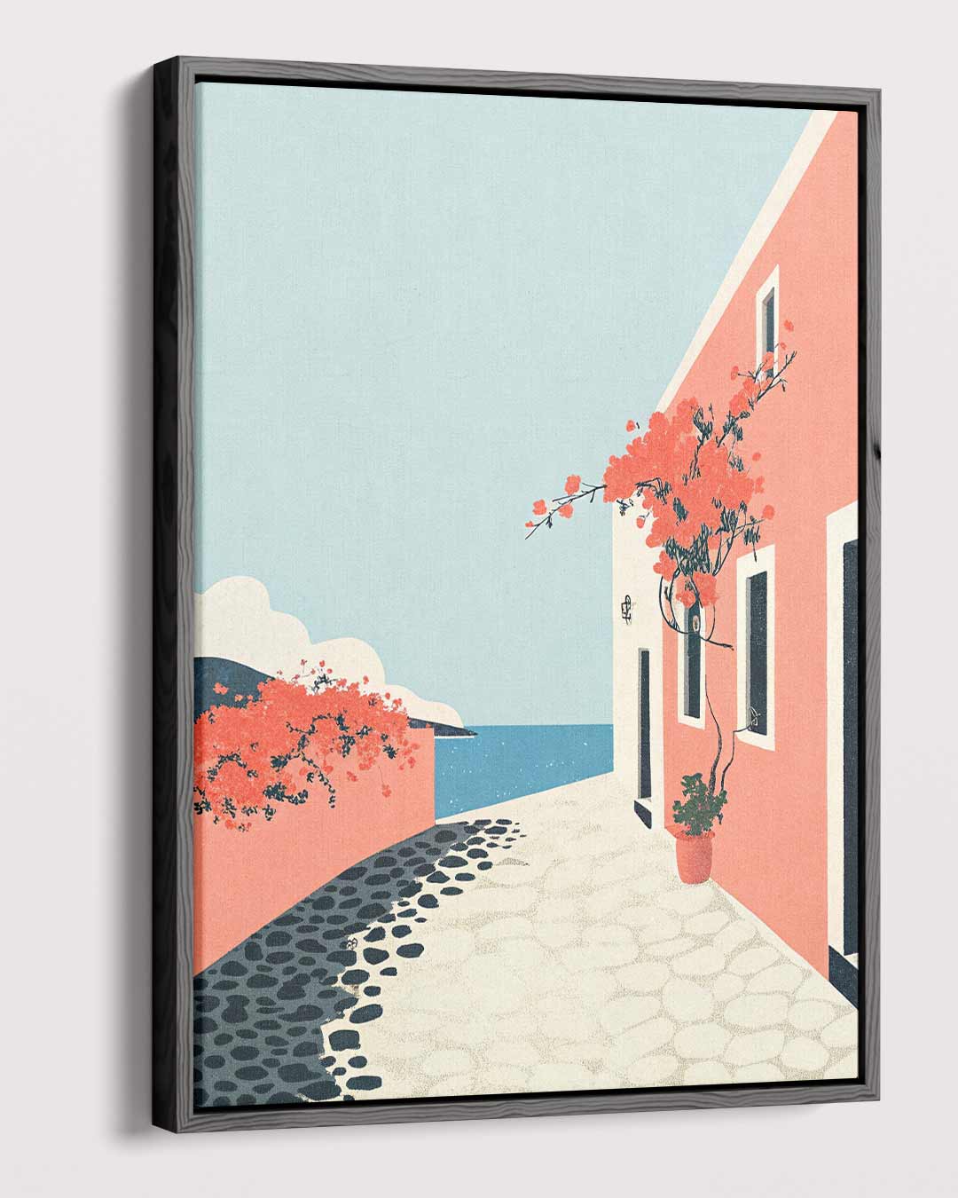 Zonnige Mediterrane Straat Kunstwerk-canvas-dibond-plexiglas-wanddecoratie-WallArtistic