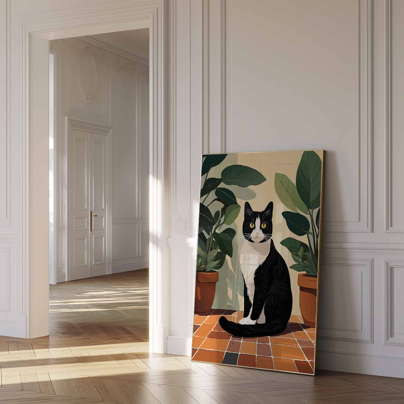 Stijlvolle Kat en Planten Poster