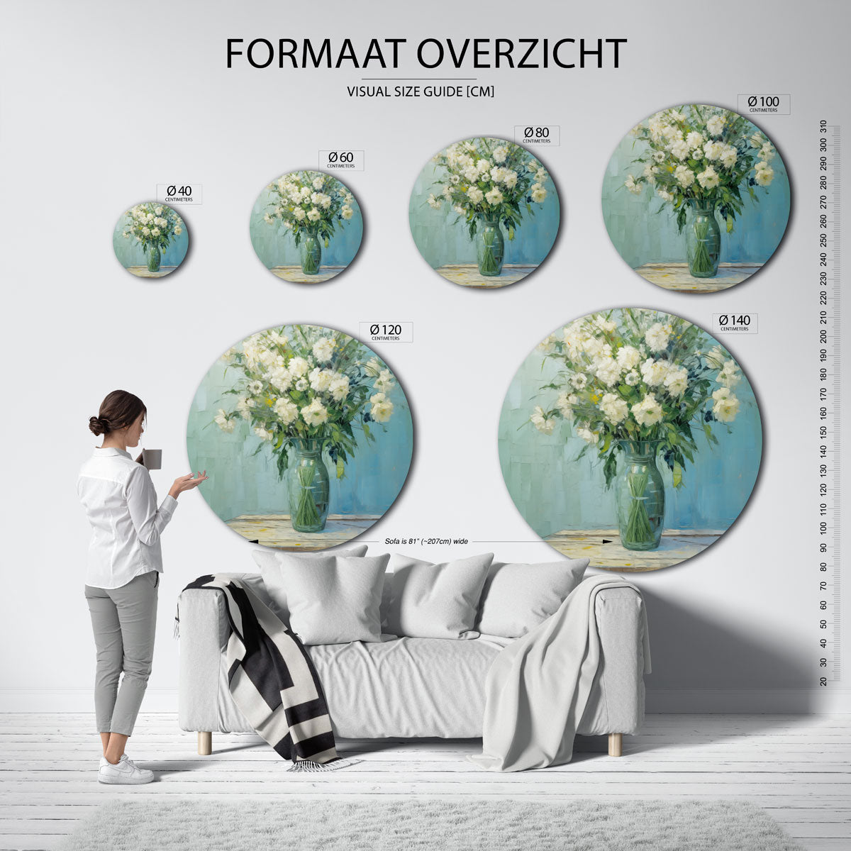 Bloemen in vaas Muurcirkel