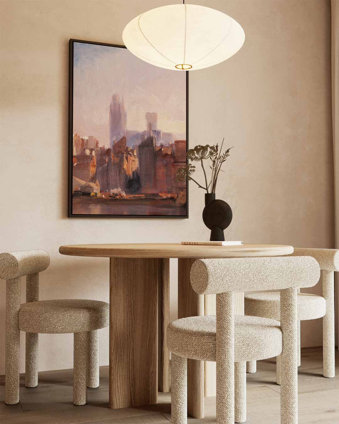 Stad in Ochtendlicht Kunstwerk-canvas-dibond-plexiglas-wanddecoratie-WallArtistic