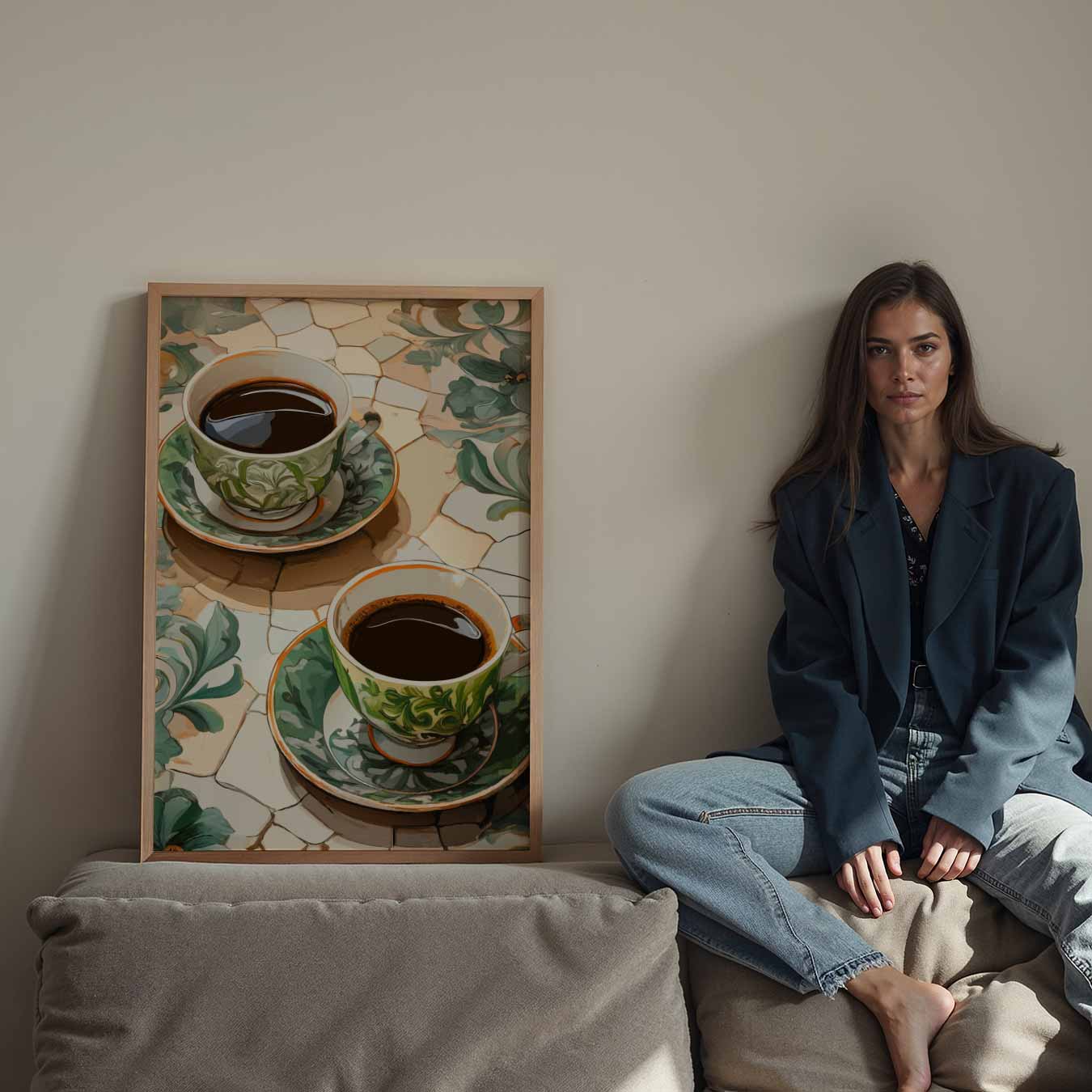 Sfeervolle Koffie Mozaïek Poster-WallArtistic