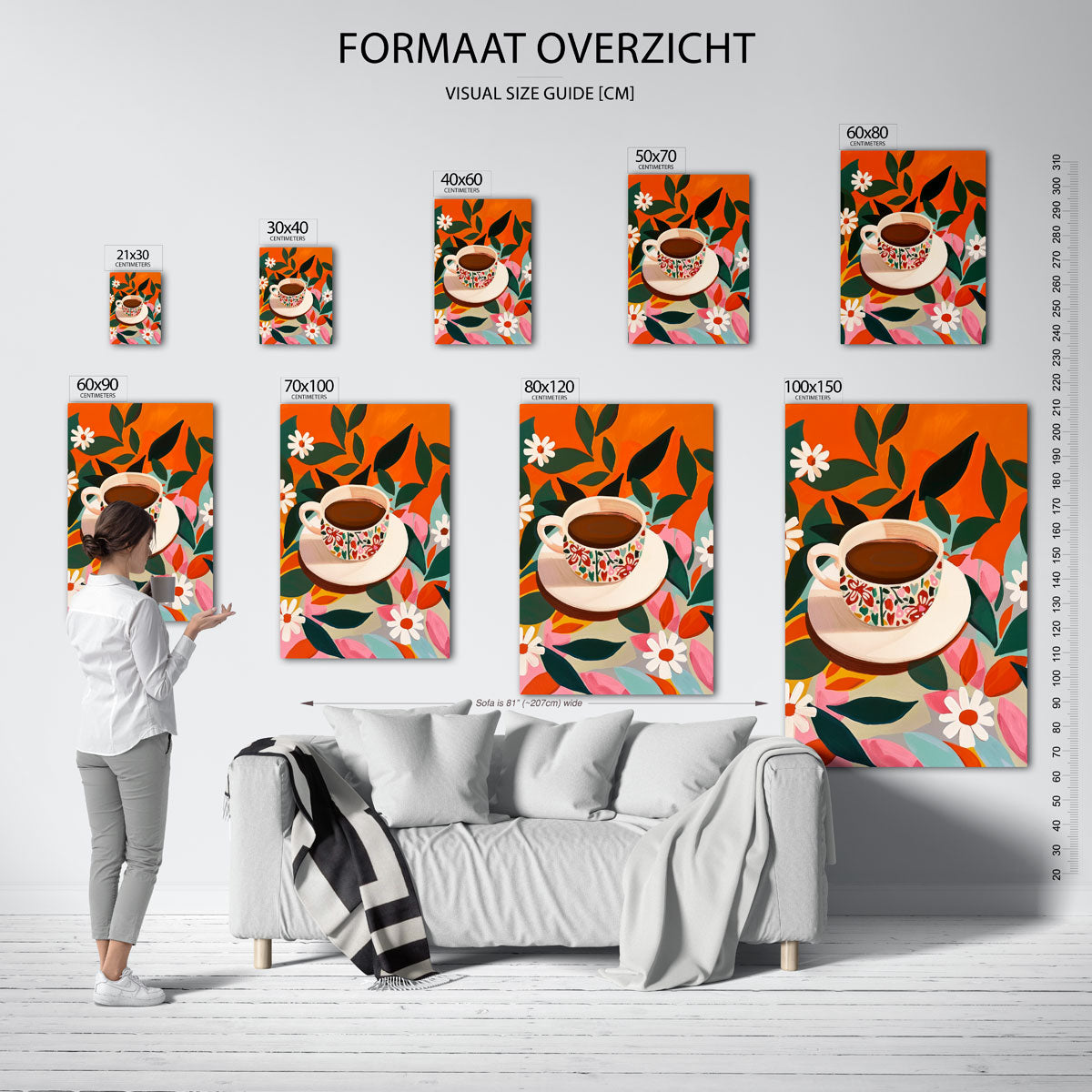 Bloemen en kopje Poster