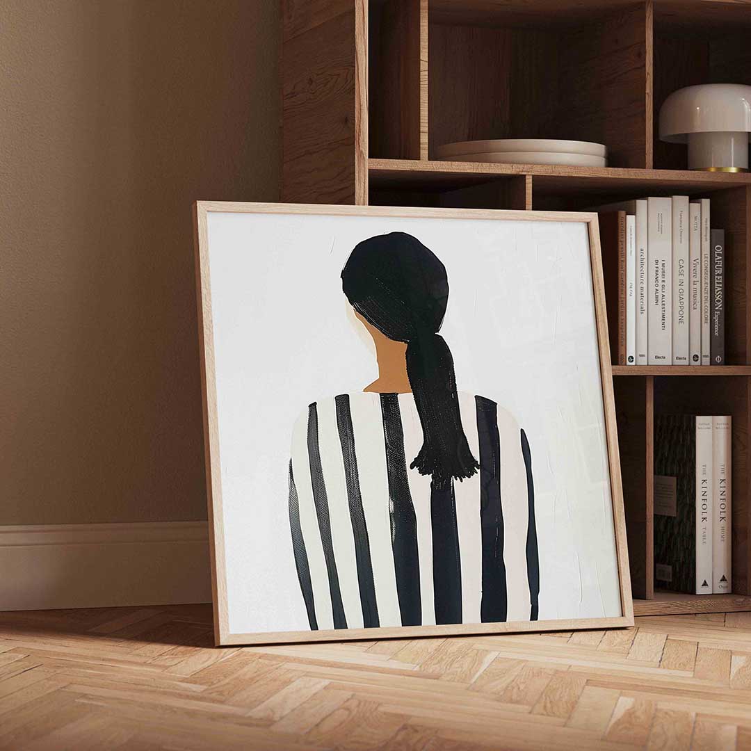 Vrouw met gestreepte trui Poster