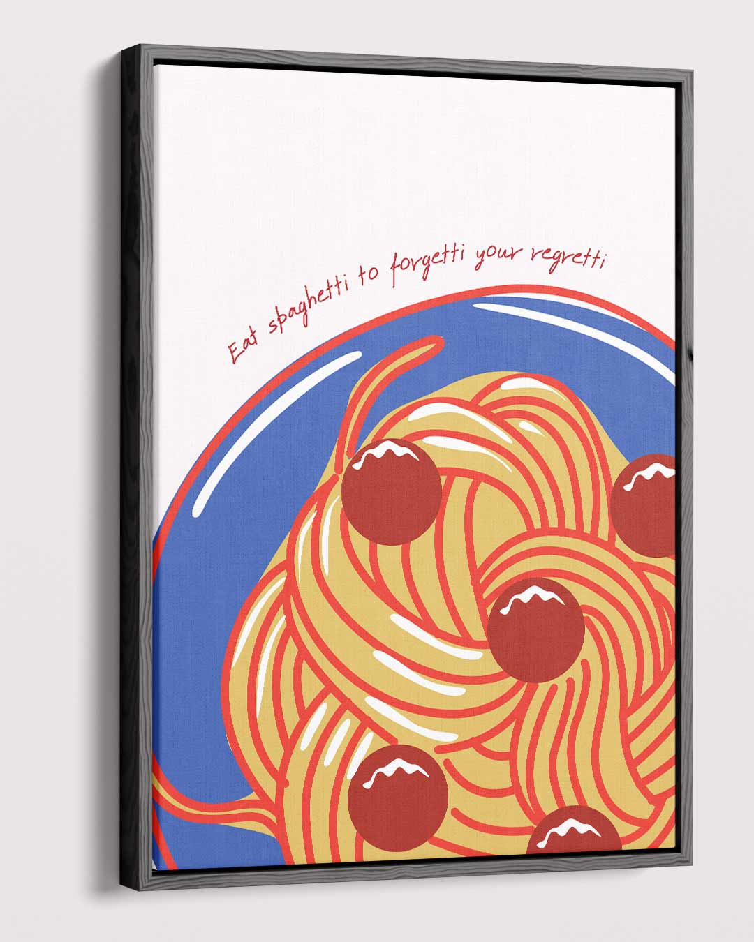Spaghetti & Meatballs Illustratie Kunstwerk-canvas-dibond-plexiglas-wanddecoratie-WallArtistic