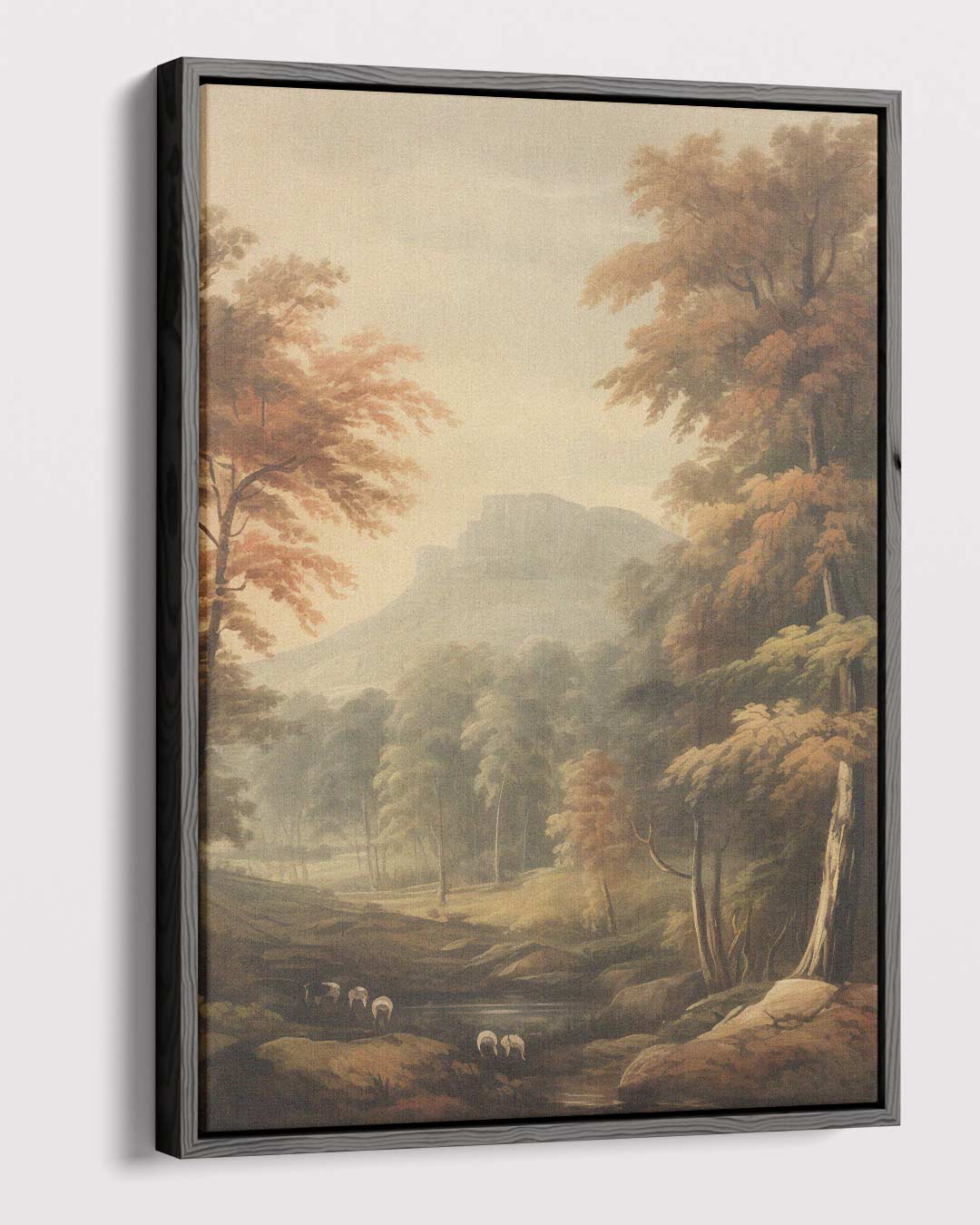 Rustieke Herfstlandschap met Bergen Kunstwerk-canvas-dibond-plexiglas-wanddecoratie-WallArtistic