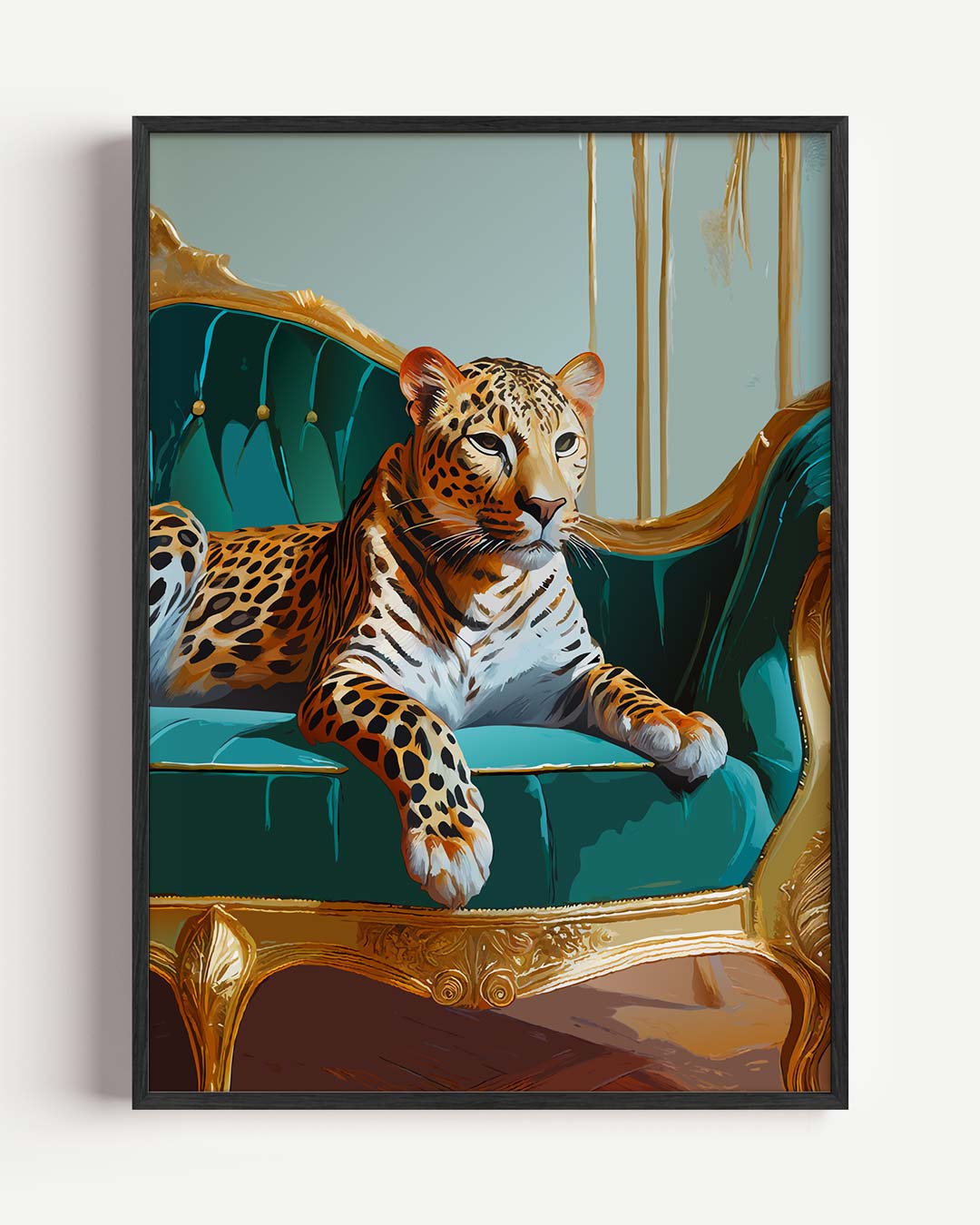Luipaard op Luxueuze Bank Poster-WallArtistic