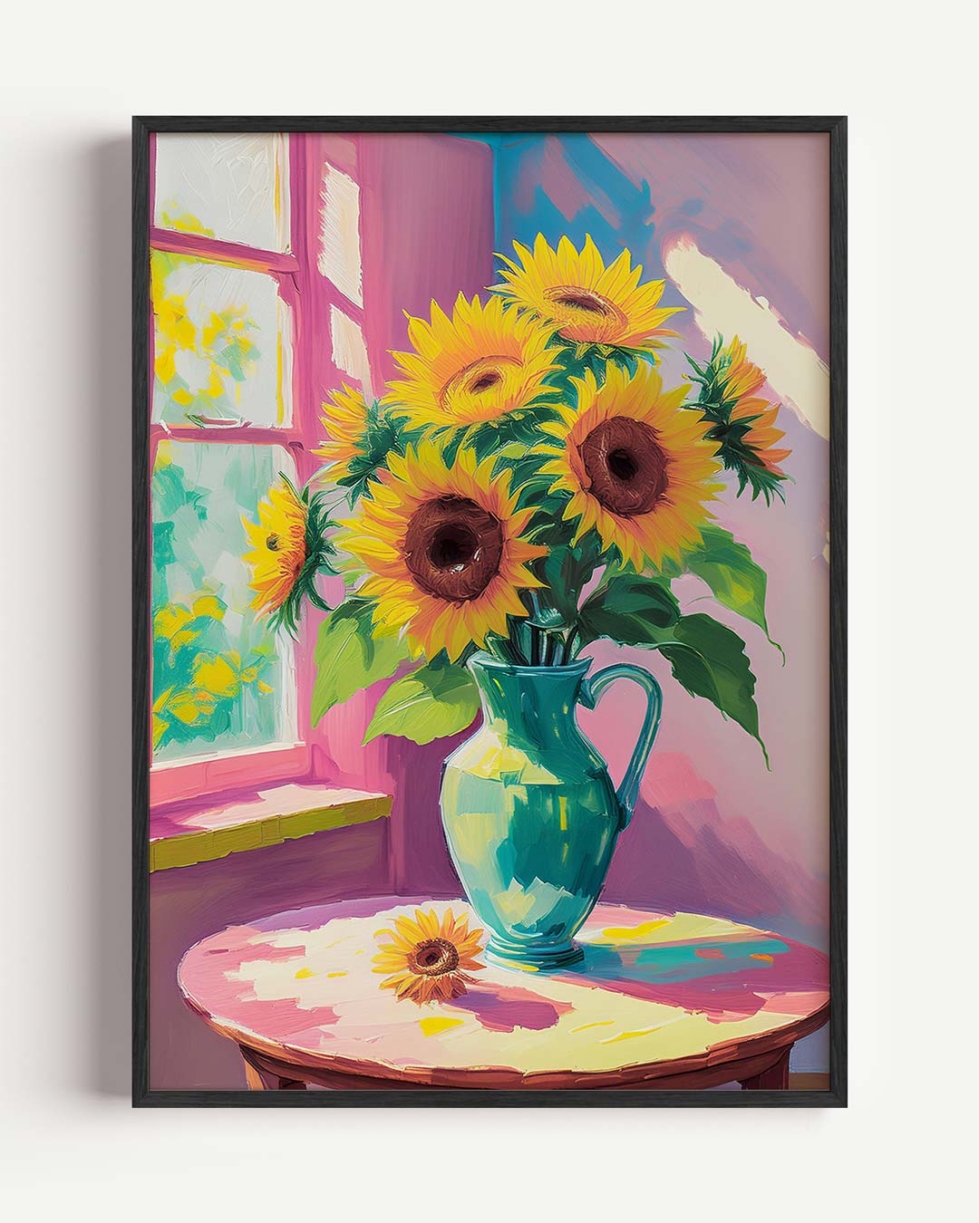 Zonnige Zonnebloemen in Vaas Poster-WallArtistic