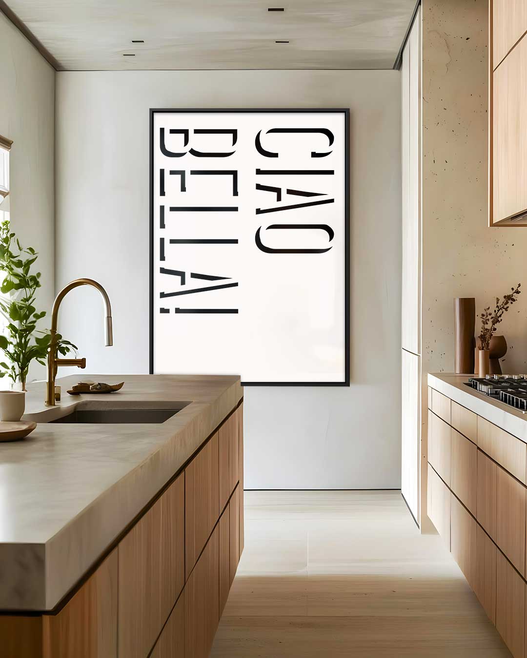 Ciao Bella Typografie Poster Kunstwerk-canvas-dibond-plexiglas-wanddecoratie-WallArtistic