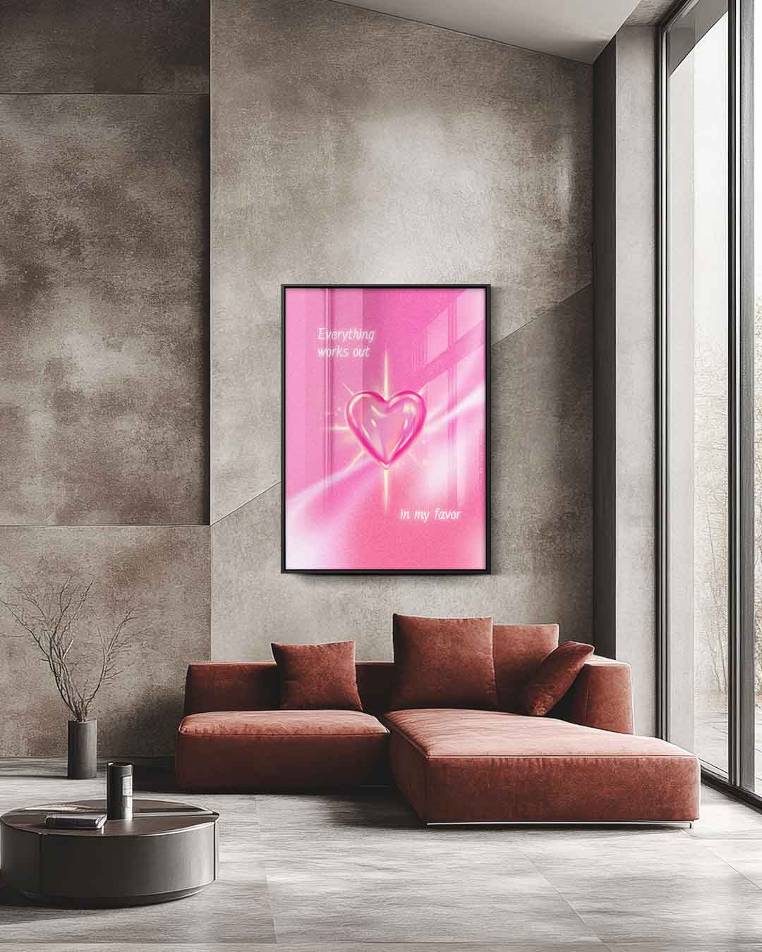 Roze Hart Inspiratie Afbeelding Kunstwerk-canvas-dibond-plexiglas-wanddecoratie-WallArtistic