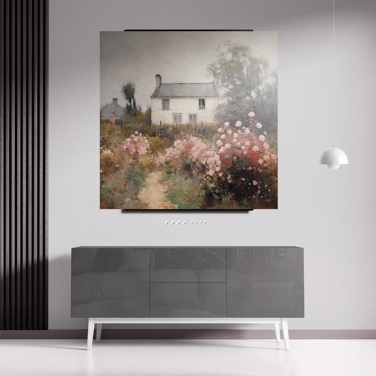 Rustiek Landhuis in Bloemrijk Landschap Kunstwerk-canvas-dibond-plexiglas-wanddecoratie-WallArtistic