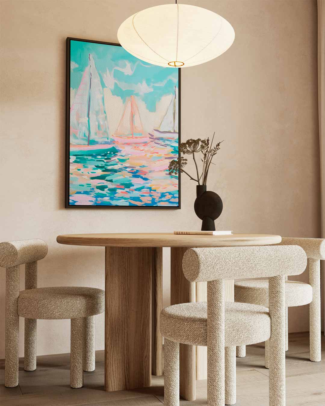 Zonnige Zeilboten op Zee Kunstwerk-canvas-dibond-plexiglas-wanddecoratie-WallArtistic