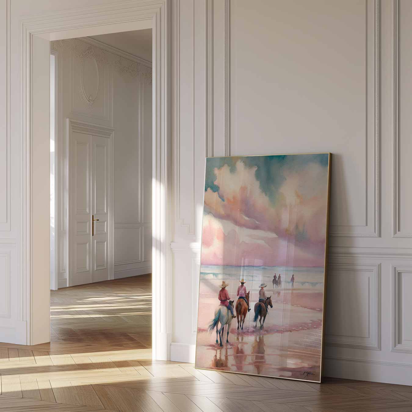 Avontuurlijke Strandrit met Paarden Poster-WallArtistic