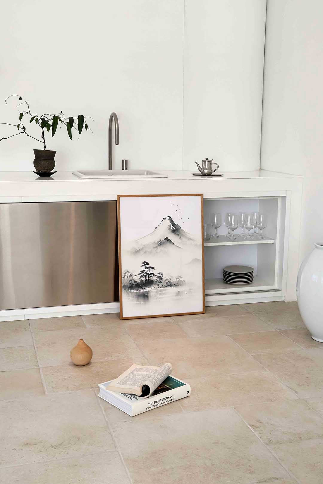 Berglandschap met vogels Poster