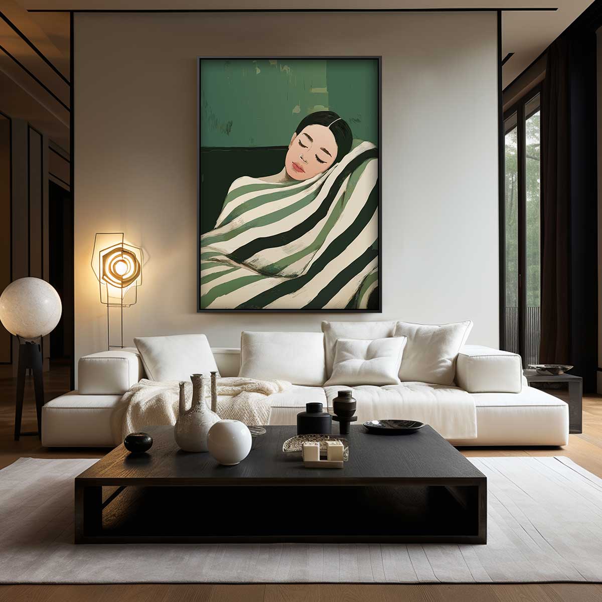 Slapende Schoonheid in Groen Kunstwerk-canvas-dibond-plexiglas-wanddecoratie-WallArtistic