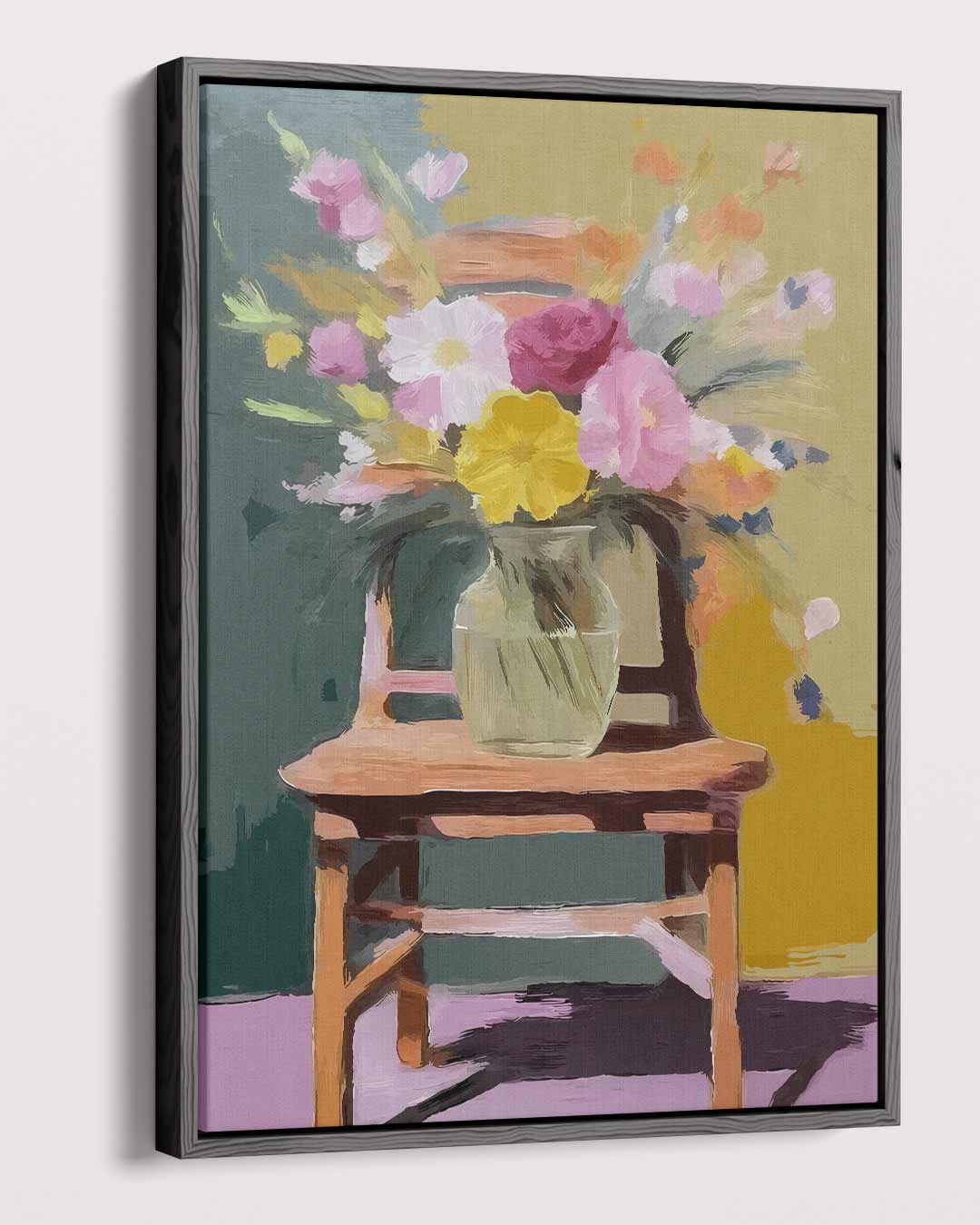 Bloemrijke Stoel Kunstwerk-canvas-dibond-plexiglas-wanddecoratie-WallArtistic