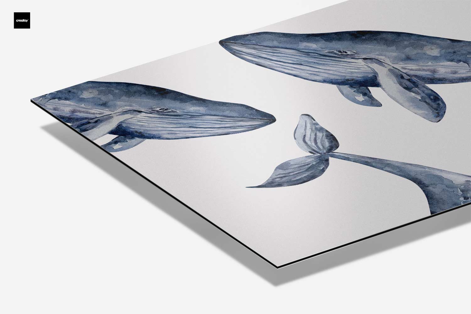 Dromerige Walvissen in Waterverf Kunstwerk-canvas-dibond-plexiglas-wanddecoratie-WallArtistic