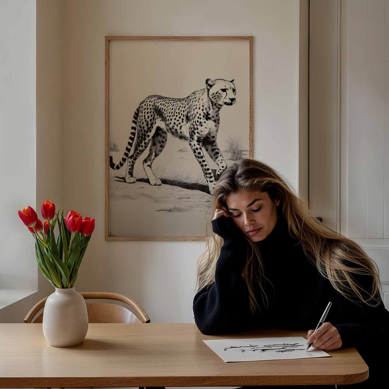 Sierlijke Cheetah Wandeling Poster-WallArtistic