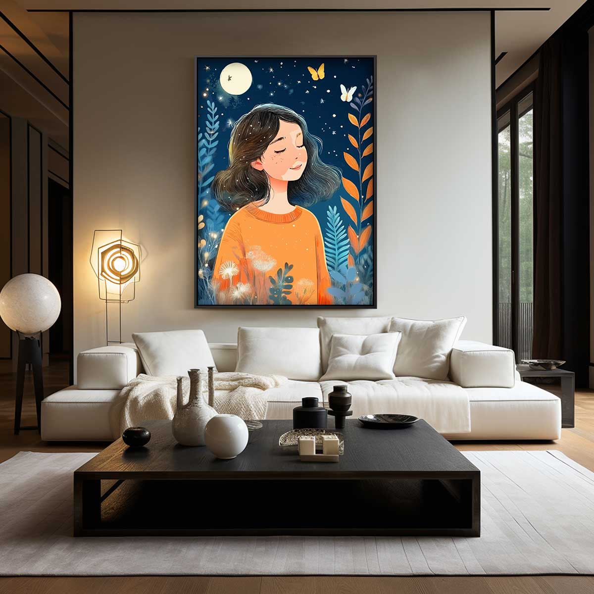 Dromerige Nachtwandeling Kunstwerk-canvas-dibond-plexiglas-wanddecoratie-WallArtistic