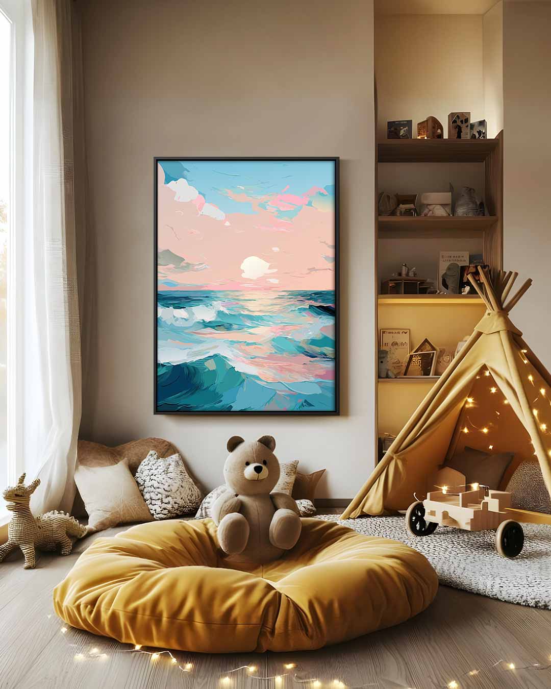 Zonsondergang aan Zee Kunstwerk-canvas-dibond-plexiglas-wanddecoratie-WallArtistic