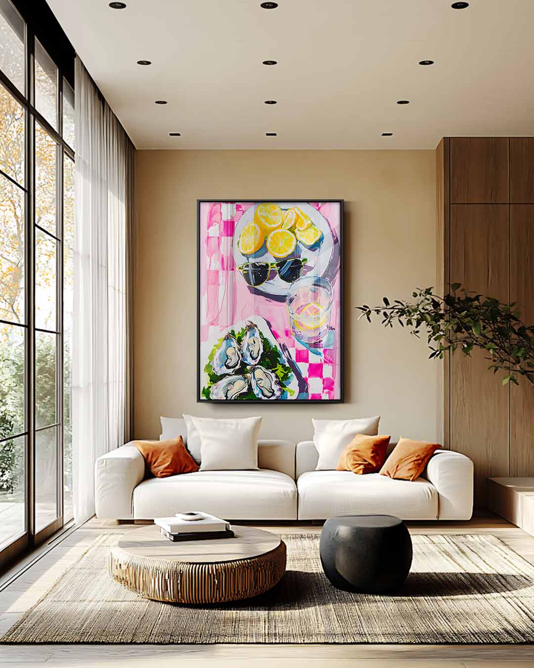 Zonnige Picknick met Citrusschijfjes Kunstwerk-canvas-dibond-plexiglas-wanddecoratie-WallArtistic