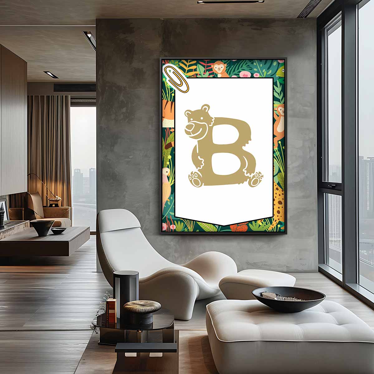 Dierenalfabet Poster - B van Beer Kunstwerk-canvas-dibond-plexiglas-wanddecoratie-WallArtistic