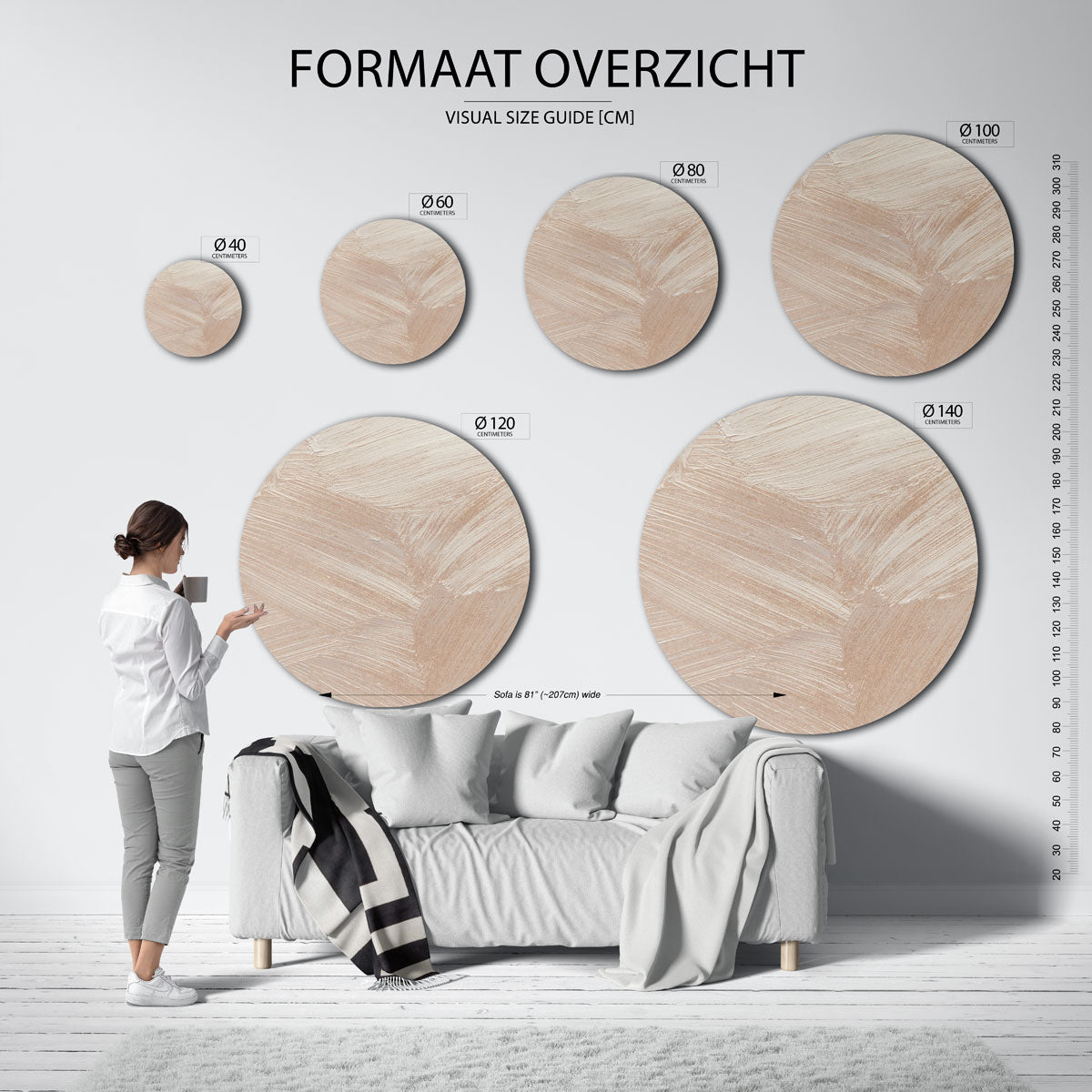Beige textuur Muurcirkel