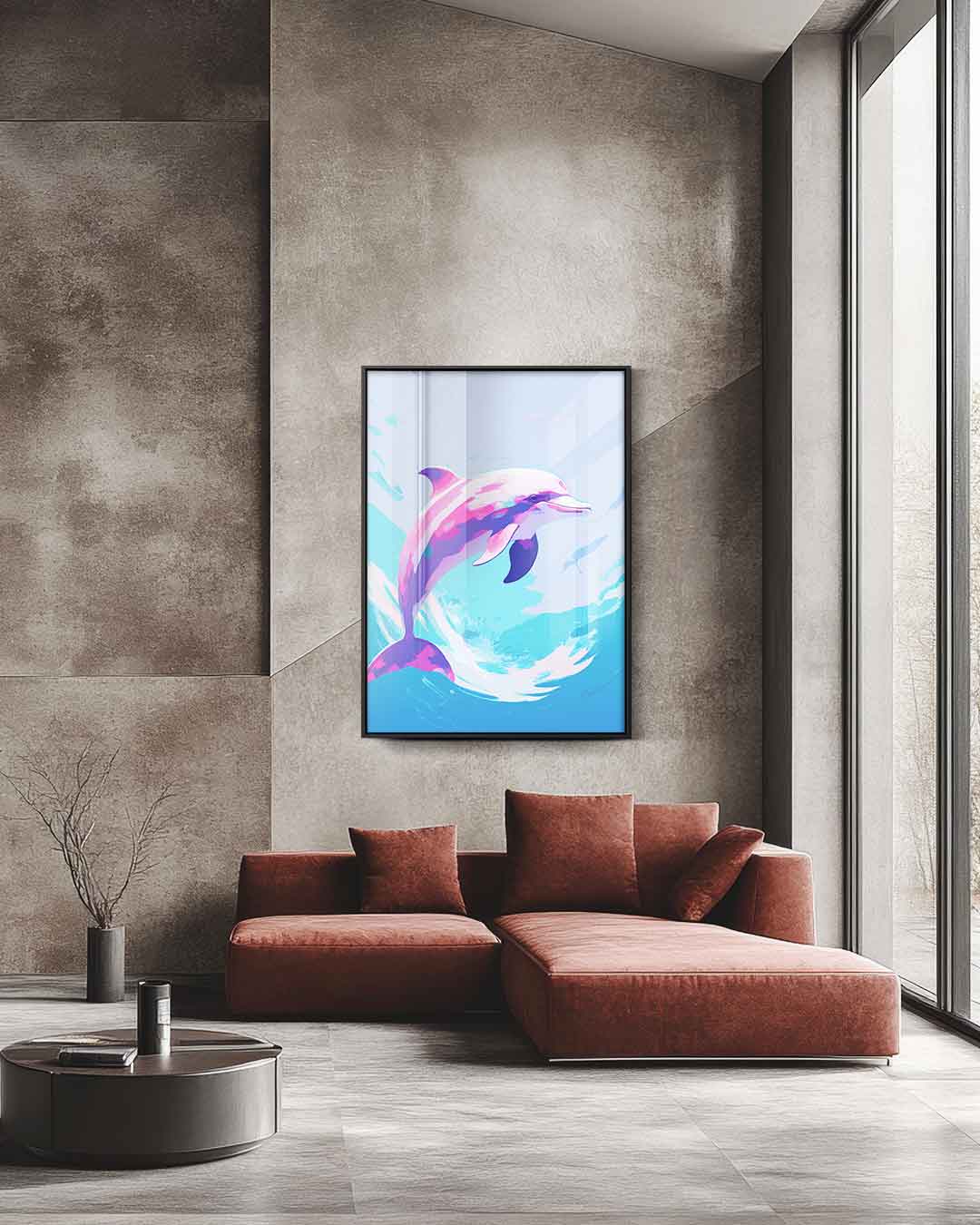 Dromerige Dolfijn Kunstwerk-canvas-dibond-plexiglas-wanddecoratie-WallArtistic