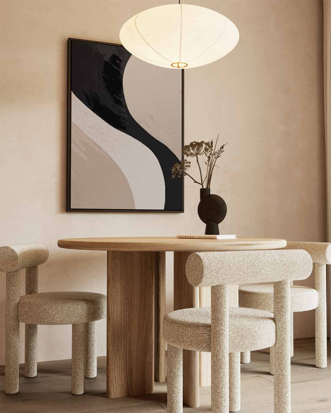 Vloeiende Vormen in Neutrale Tinten Kunstwerk-canvas-dibond-plexiglas-wanddecoratie-WallArtistic