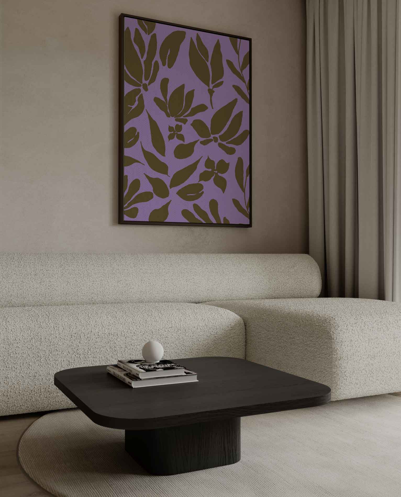 Bloemendans in Bruin en Lavendel Kunstwerk-canvas-dibond-plexiglas-wanddecoratie-WallArtistic