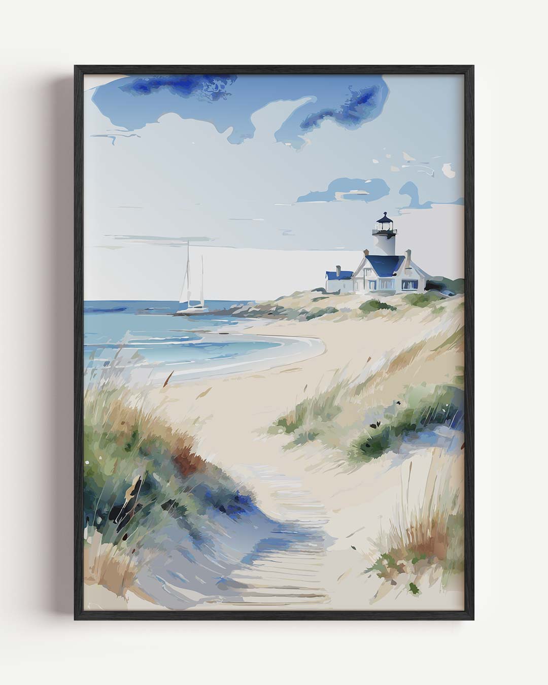 Zomerse Vuurtoren aan de Kust Poster-WallArtistic