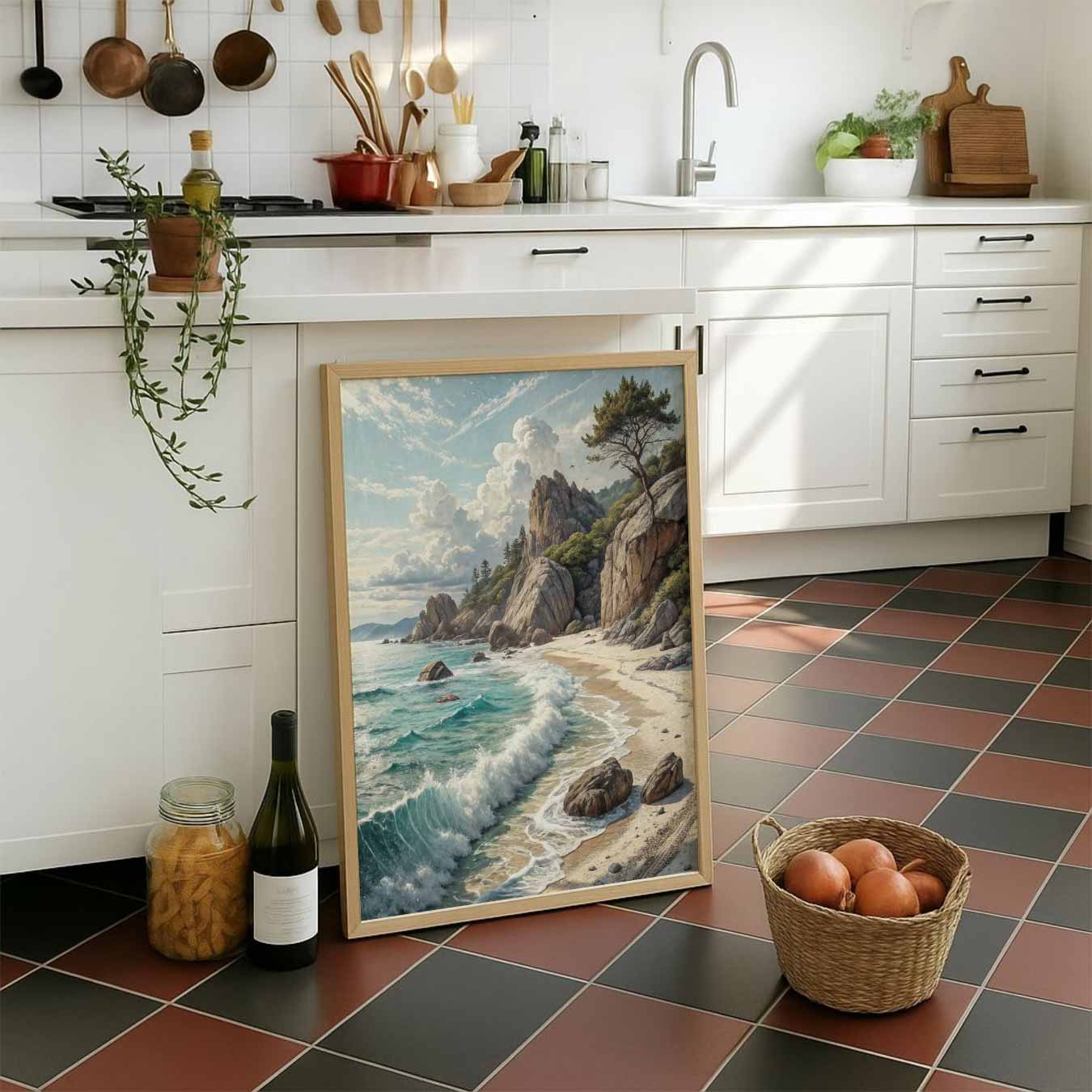 Dromerige Rotsachtige Kust bij Zonsopgang Poster-WallArtistic