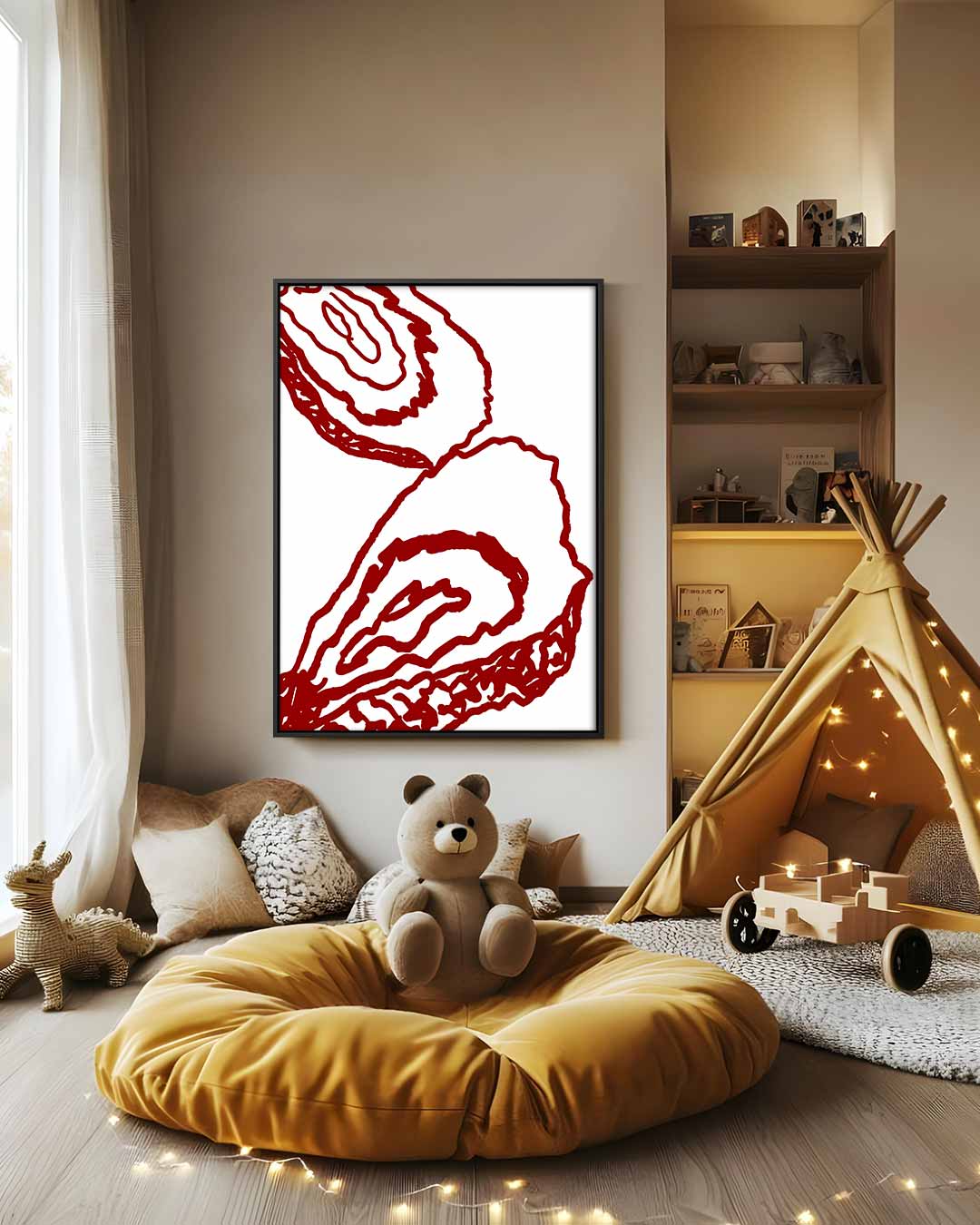 Abstracte Oesterlijnen Kunstwerk-canvas-dibond-plexiglas-wanddecoratie-WallArtistic