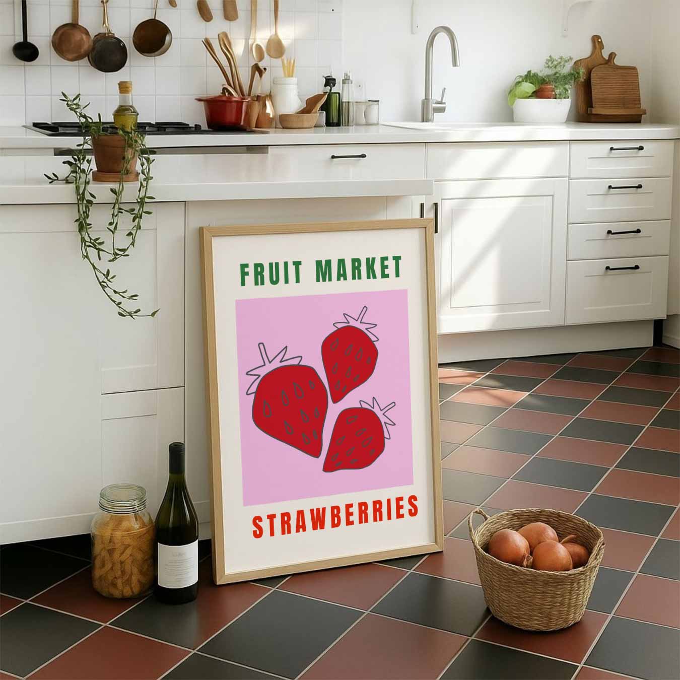 Aardbeien Fruit Markt Poster-WallArtistic