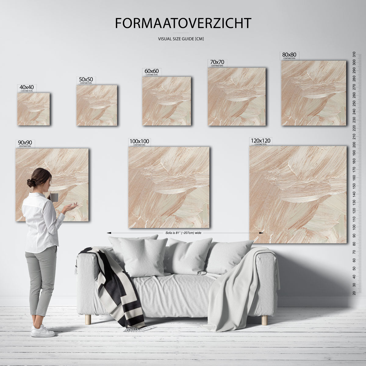 Abstracte beige penseelstreken Poster