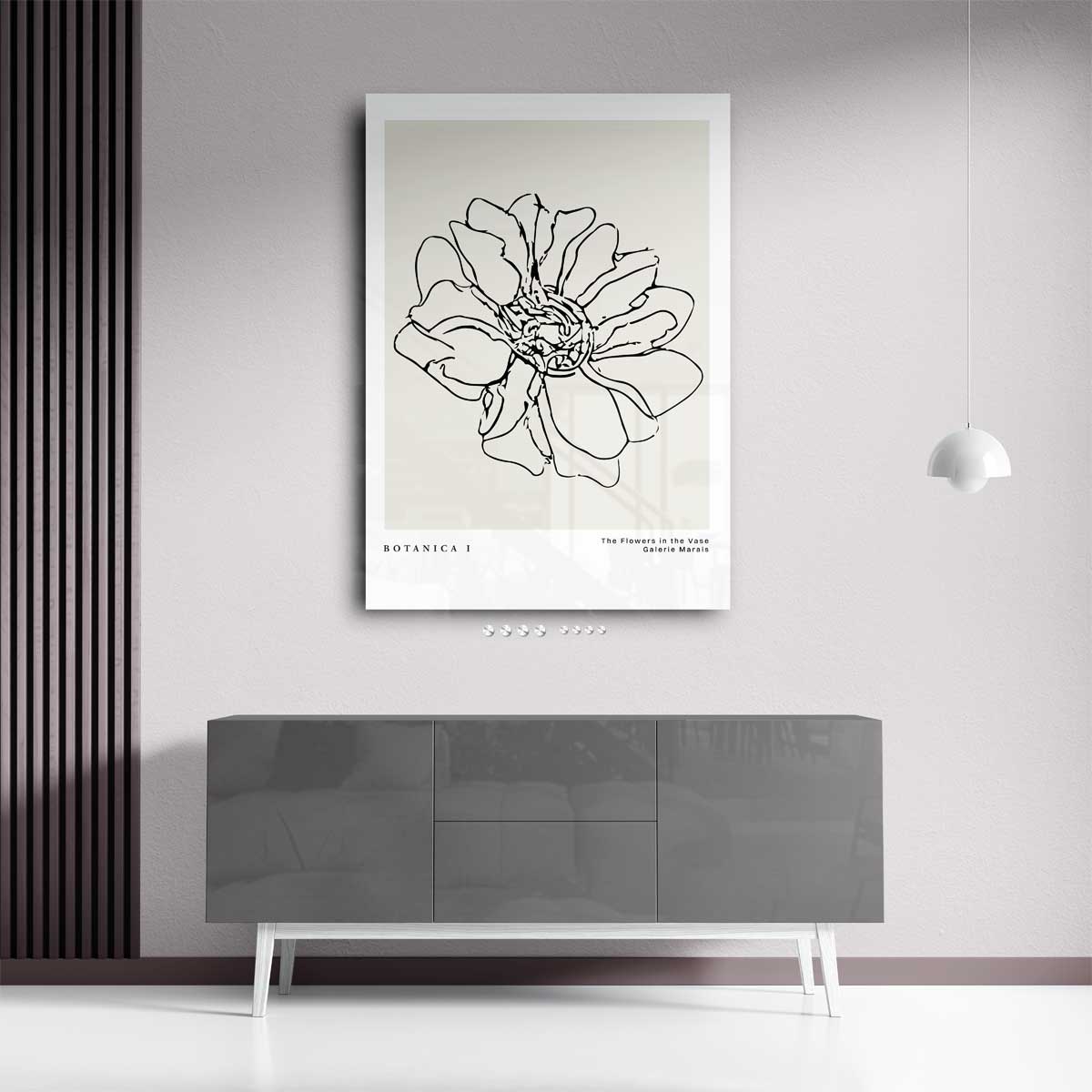 Bloemenkunst in Lijn Kunstwerk-canvas-dibond-plexiglas-wanddecoratie-WallArtistic