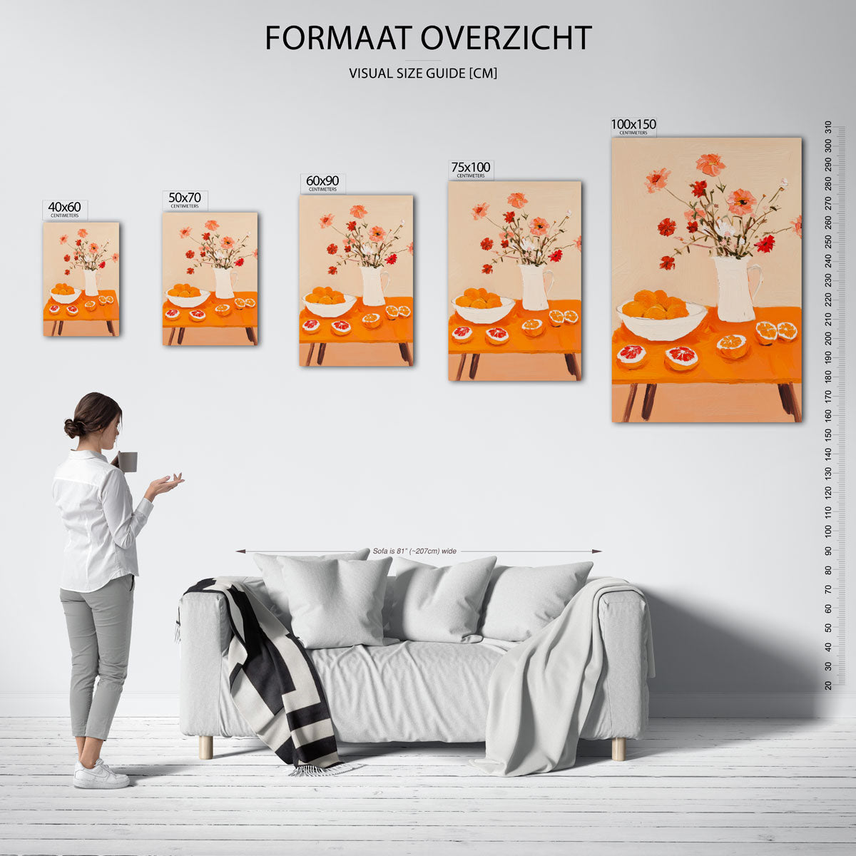 Bloemen en citrus Kunstwerk