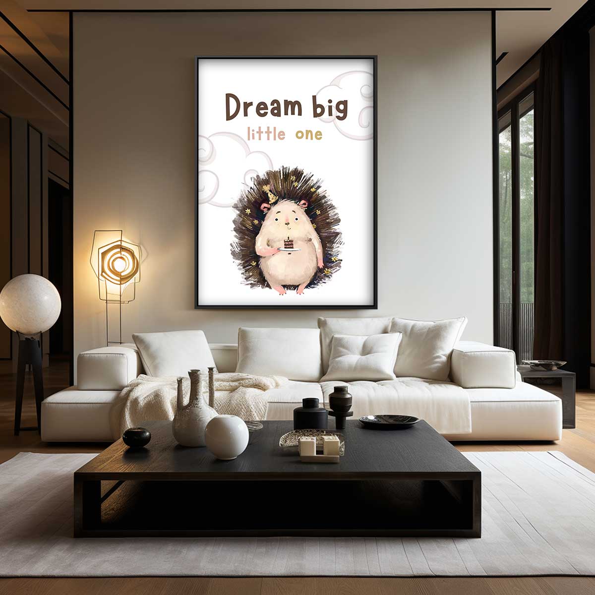 Dromerige Egel Kinderkamerposter Kunstwerk-canvas-dibond-plexiglas-wanddecoratie-WallArtistic
